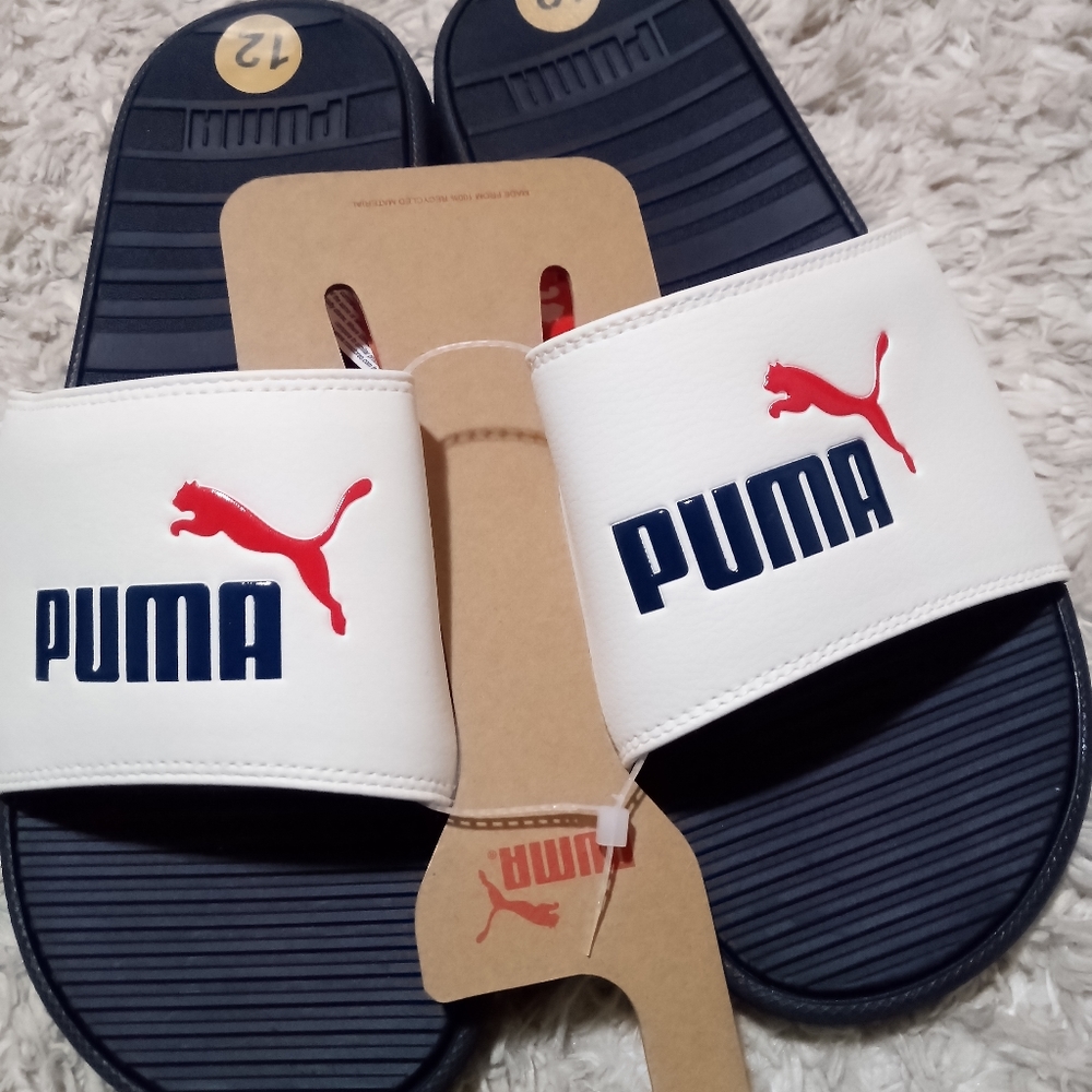 Puma Mens Cool Cat Slides - 12 WHITE/RED